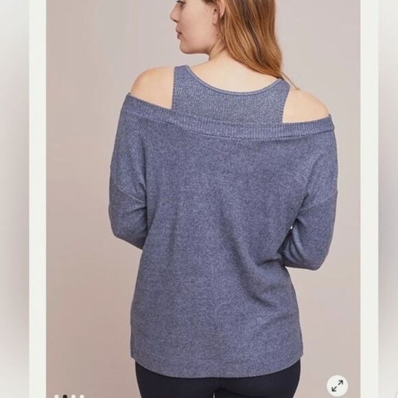 Anthropologie Saturday Sunday Cloud Fleece Cold Shoulder Sweater in Pink XS - Picture 8 of 9